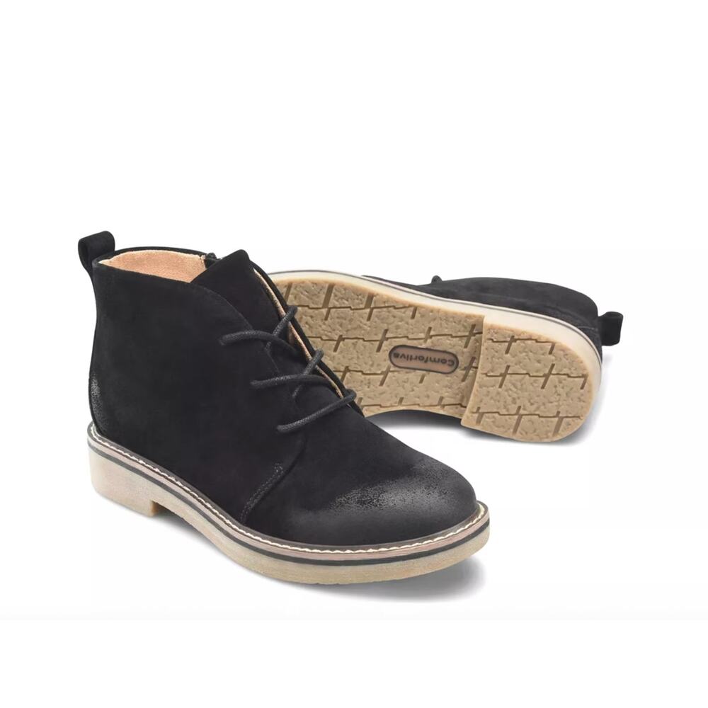 New Comfortiva Ankle Boots Black Size 8 Rebeca Italian Suede Slip-Resistant
